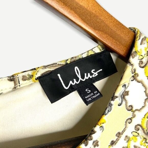 Lulus Yellow Dandy Lion Print Shift Dress Size Small Sheath‎ Medallion Zipper - Picture 4 of 11